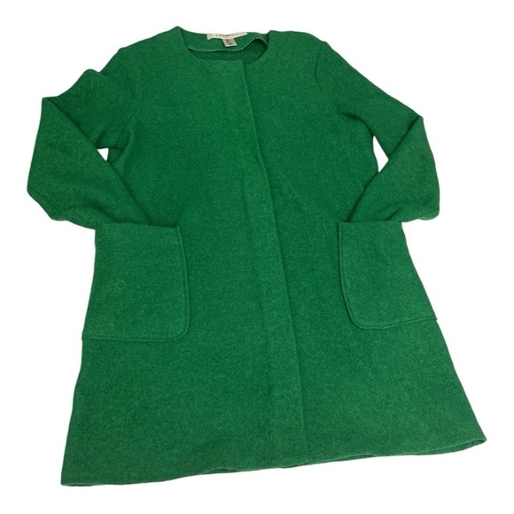 Max Studio Kelly green zipped long mid length overcoat L - Picture 5 of 13